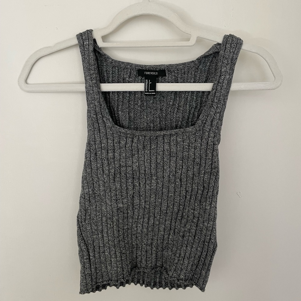 Gray Square-neck Sweater Tank
